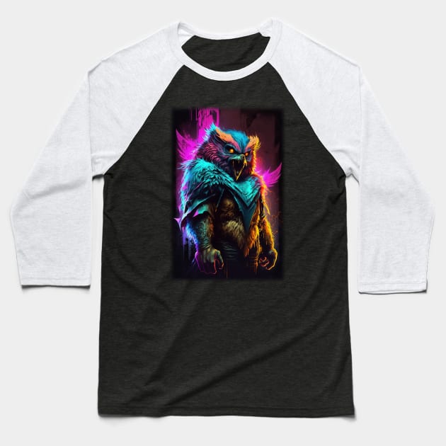 Owlbear D&D Monster Graffiti Baseball T-Shirt by Pixel-Meanagerie